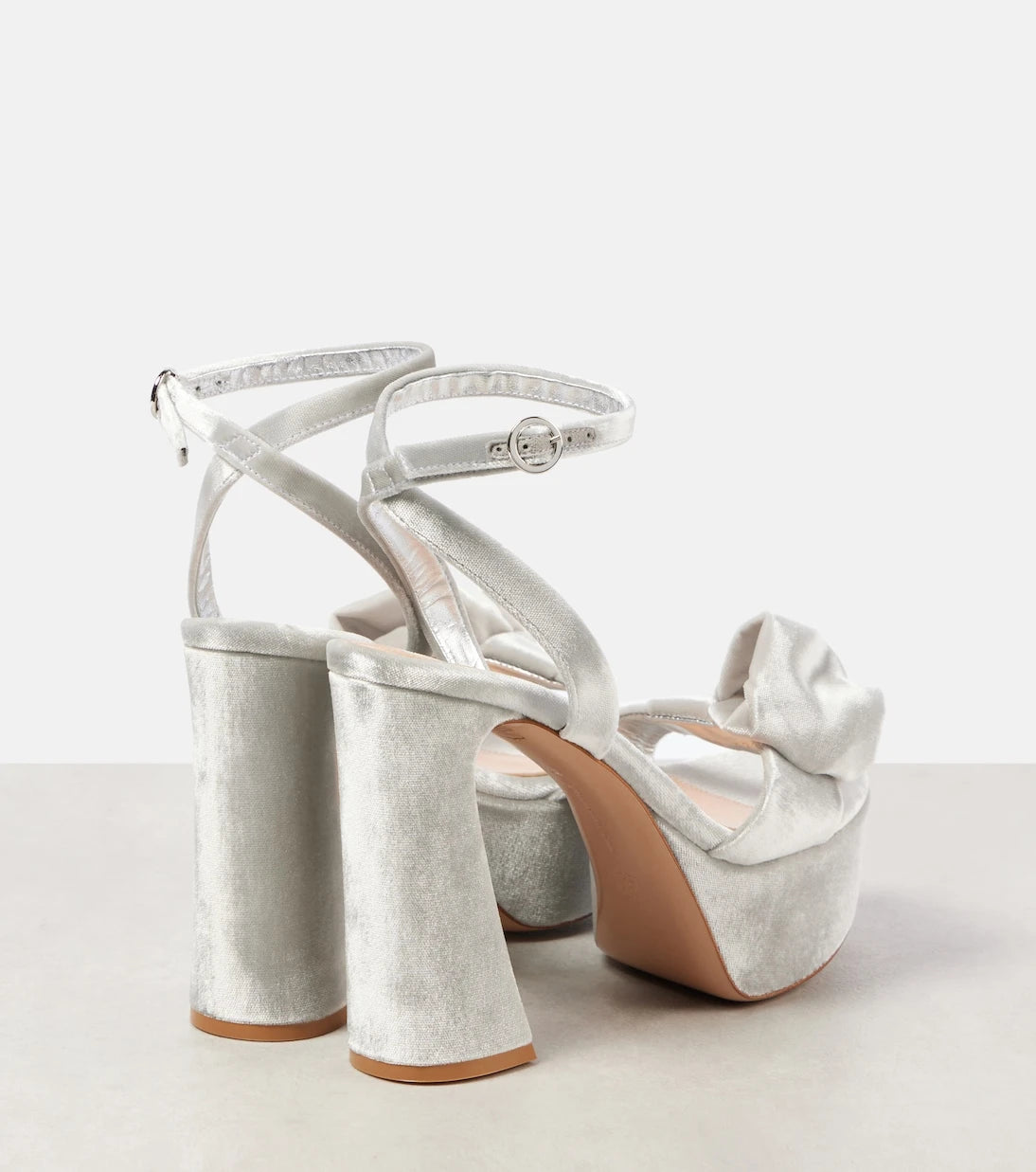 Gianvito Rossi - 70 bow-detail velvet platform sandals