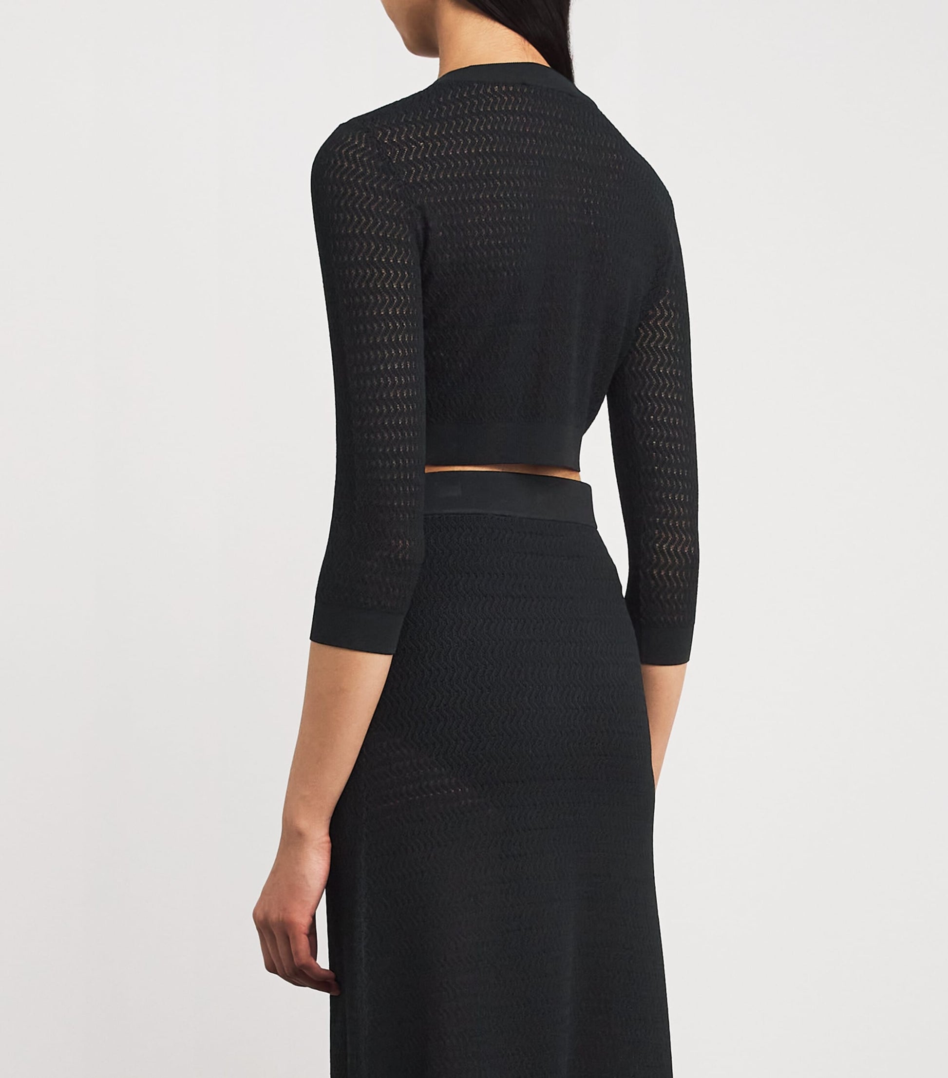 Victoria Beckham Black Cropped Round-Neck Cardigan