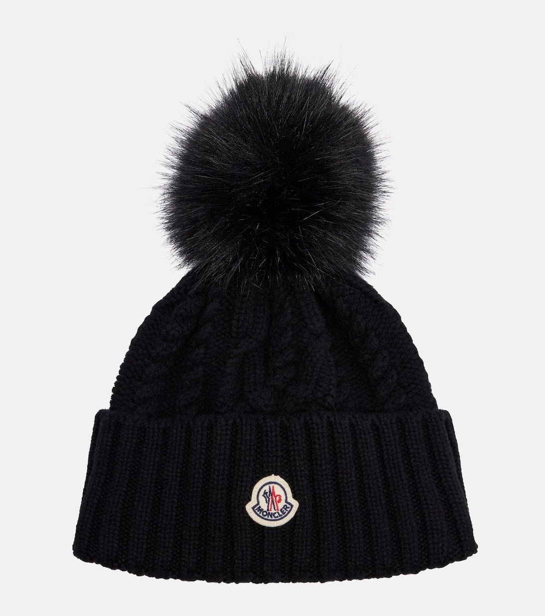 Moncler - قبعة صغيرة من الكشمير المخلوط والصوف المحبوك بنمط جديلة