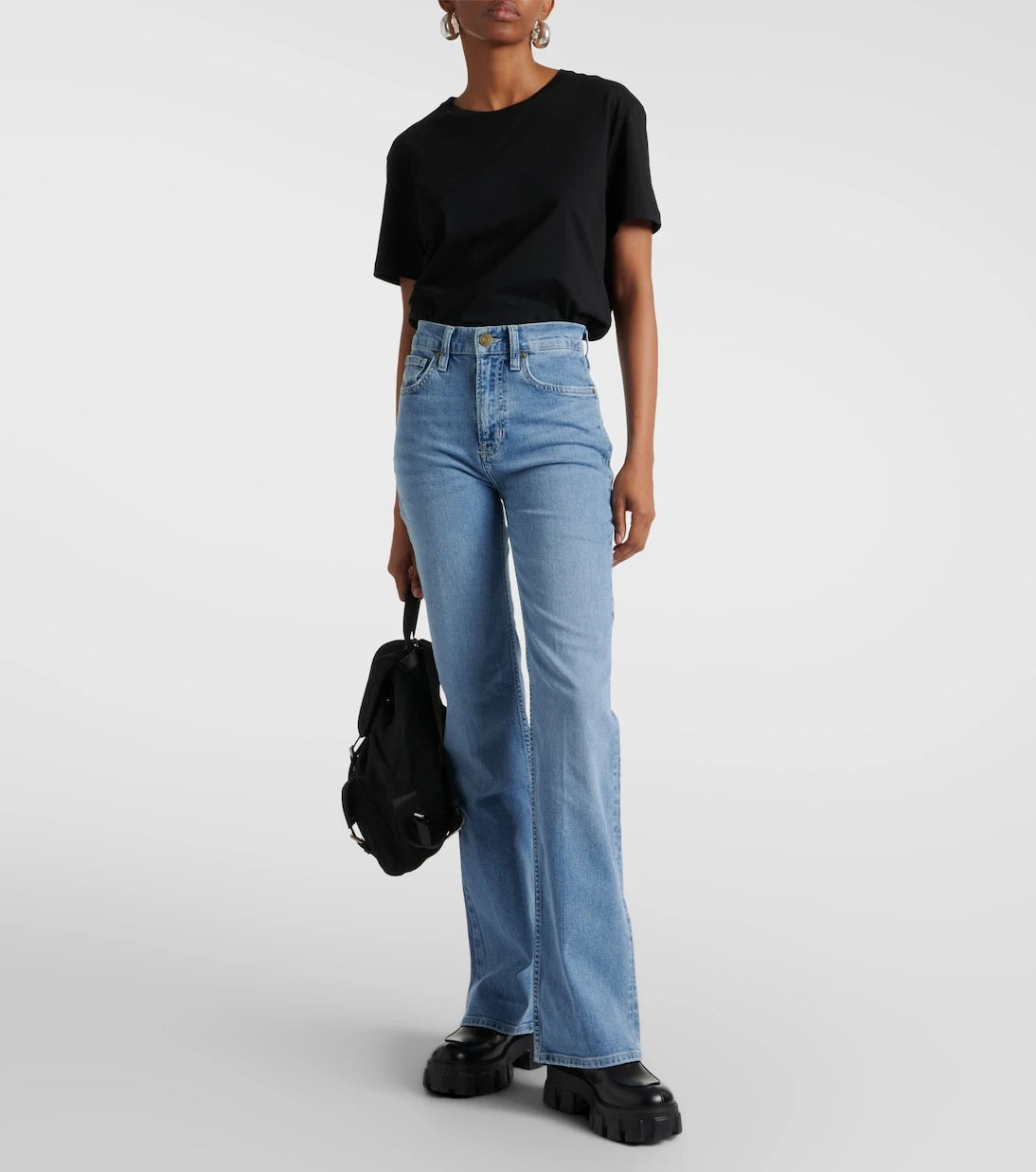 Frame - بنطال جينز مستقيم "Slim Stacked" بخصر عالٍ