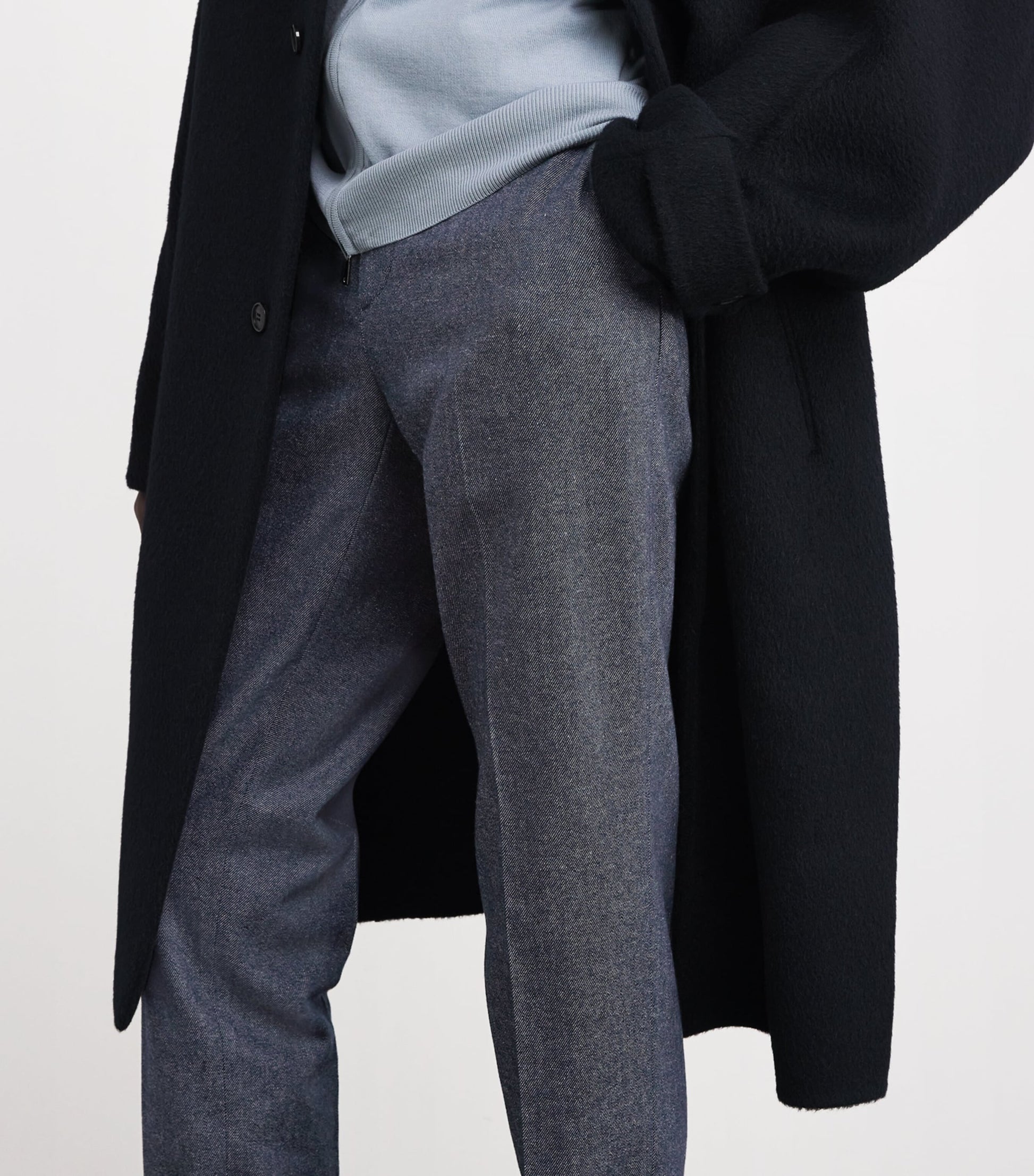 Cotton-Blend Flat Front Trousers