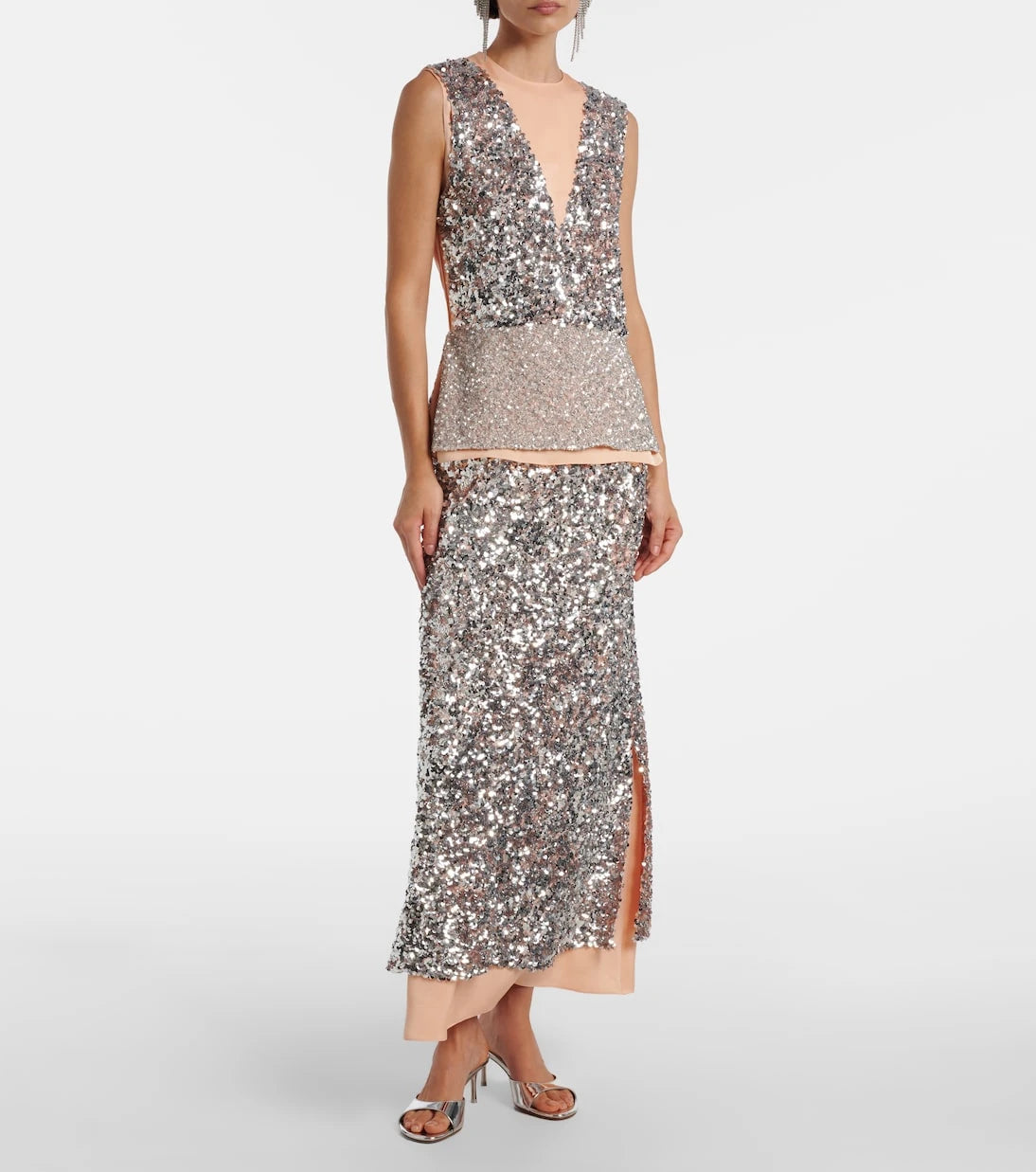 Rabanne - Sequined jersey midi skirt