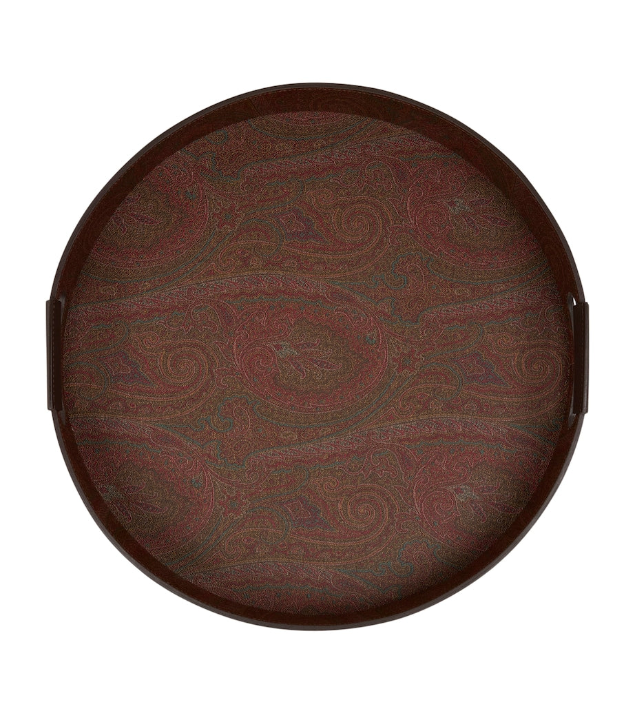 Cotton-Blend and Leather Arnica Round Tray