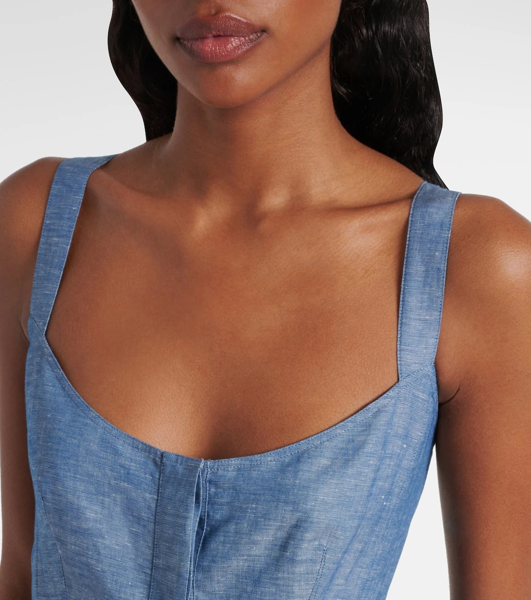 Alaïa - Chambray bustier dress