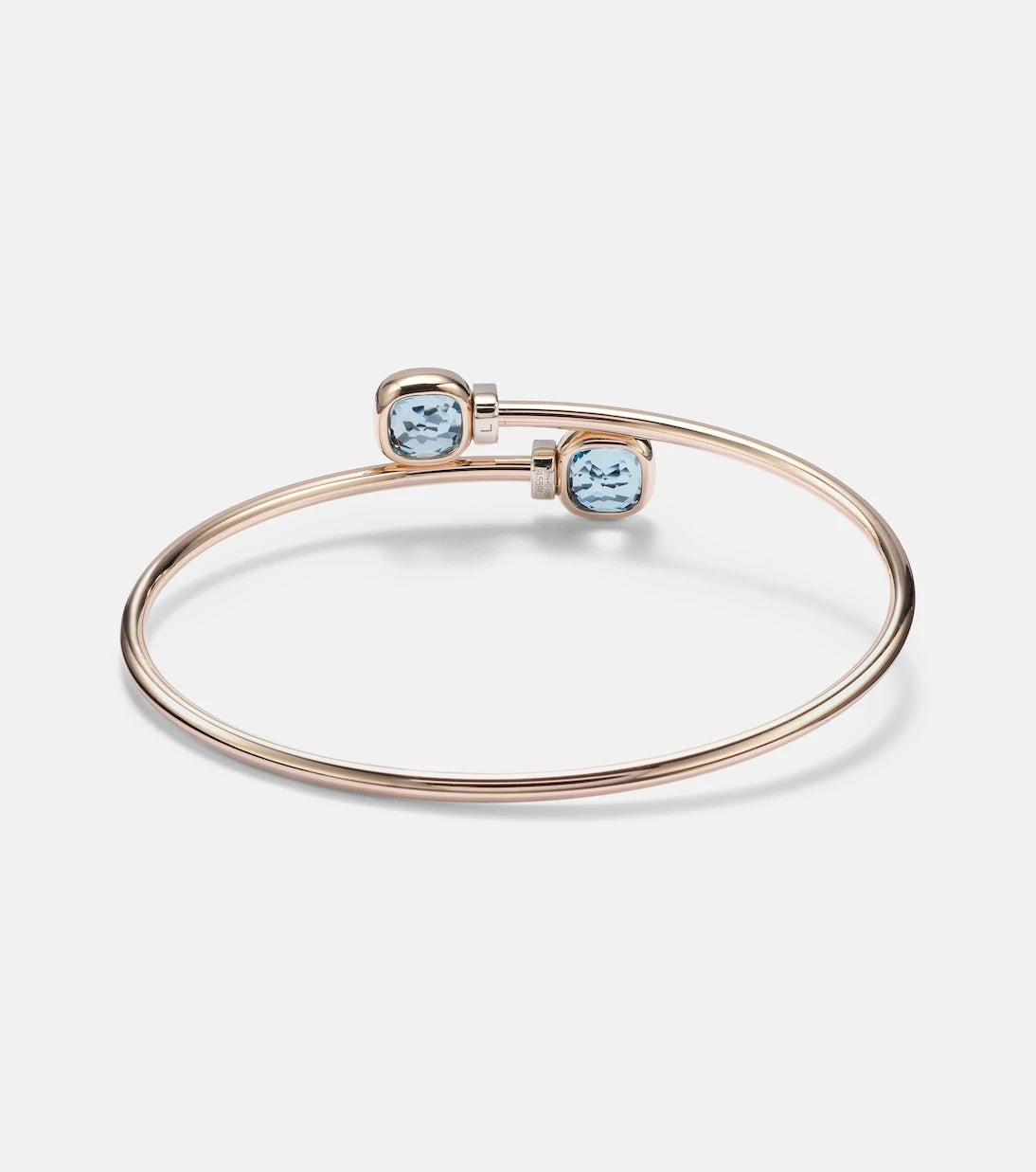Pomellato - Nudo 18kt white gold bangle with diamonds and topaz