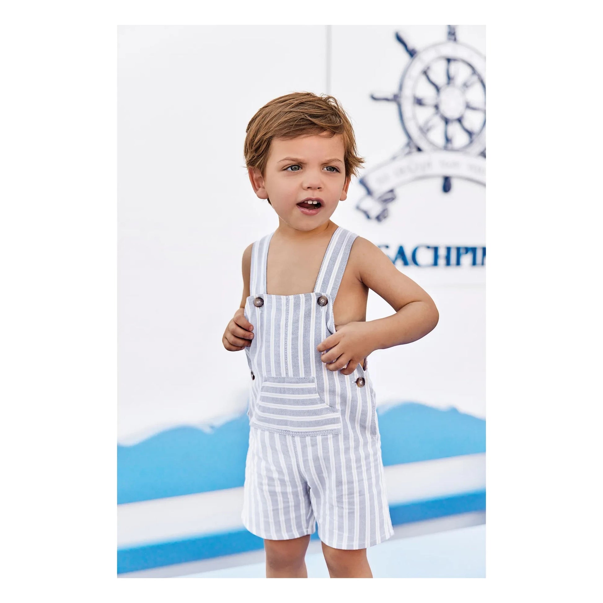 Tartine et Chocolat - Striped overalls | Light blue