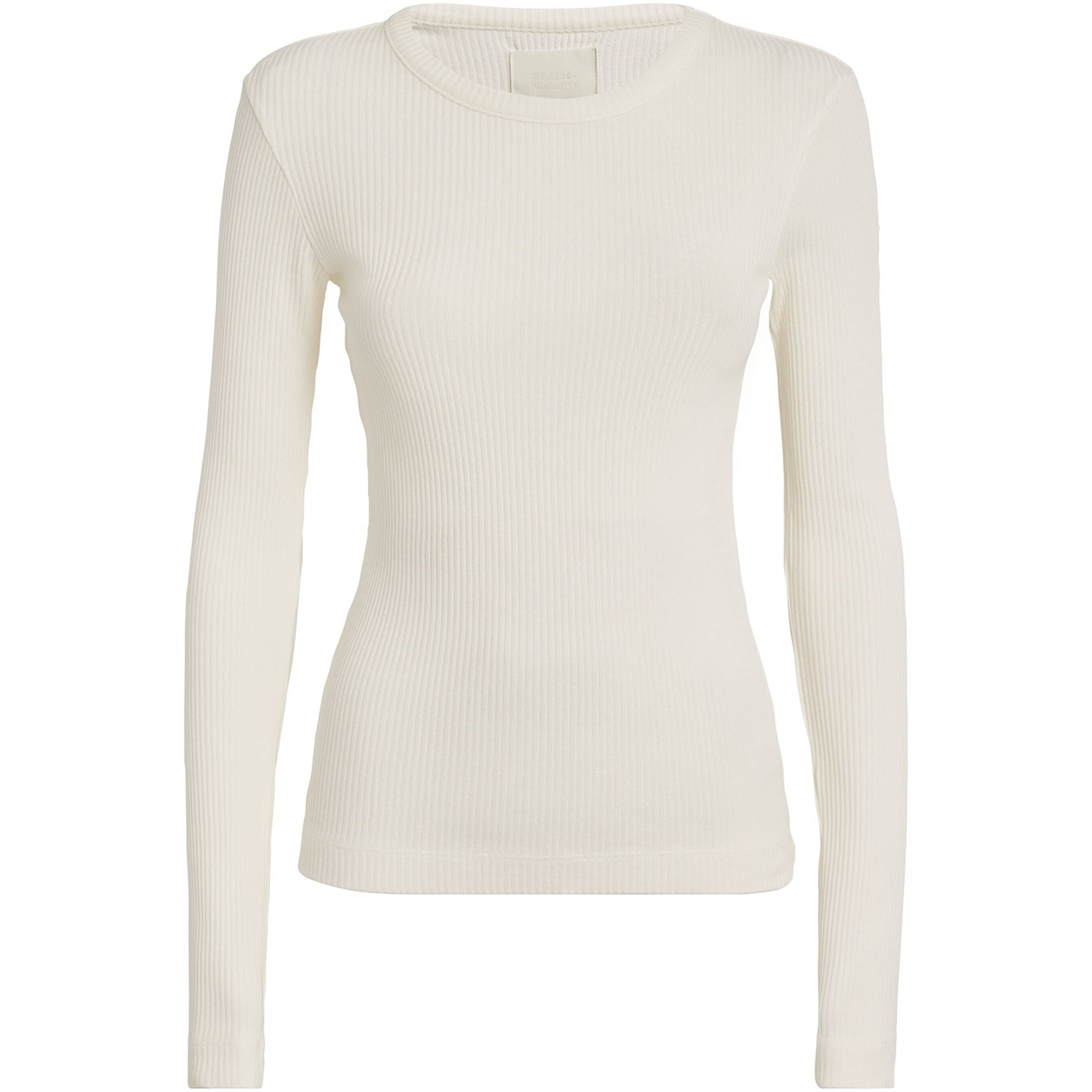 Ribbed Bina Crewneck Top PASHMINA (OFF WHITE)