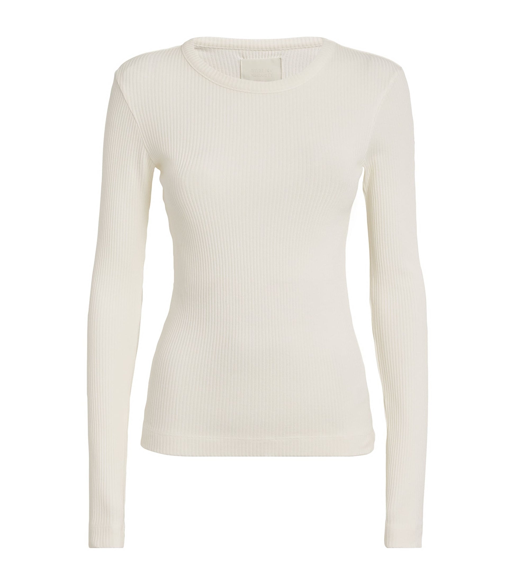 Ribbed Bina Crewneck Top PASHMINA (OFF WHITE)