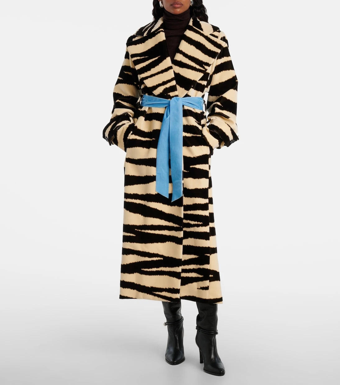 Nina Ricci - Zebra-print cotton velvet wrap coat