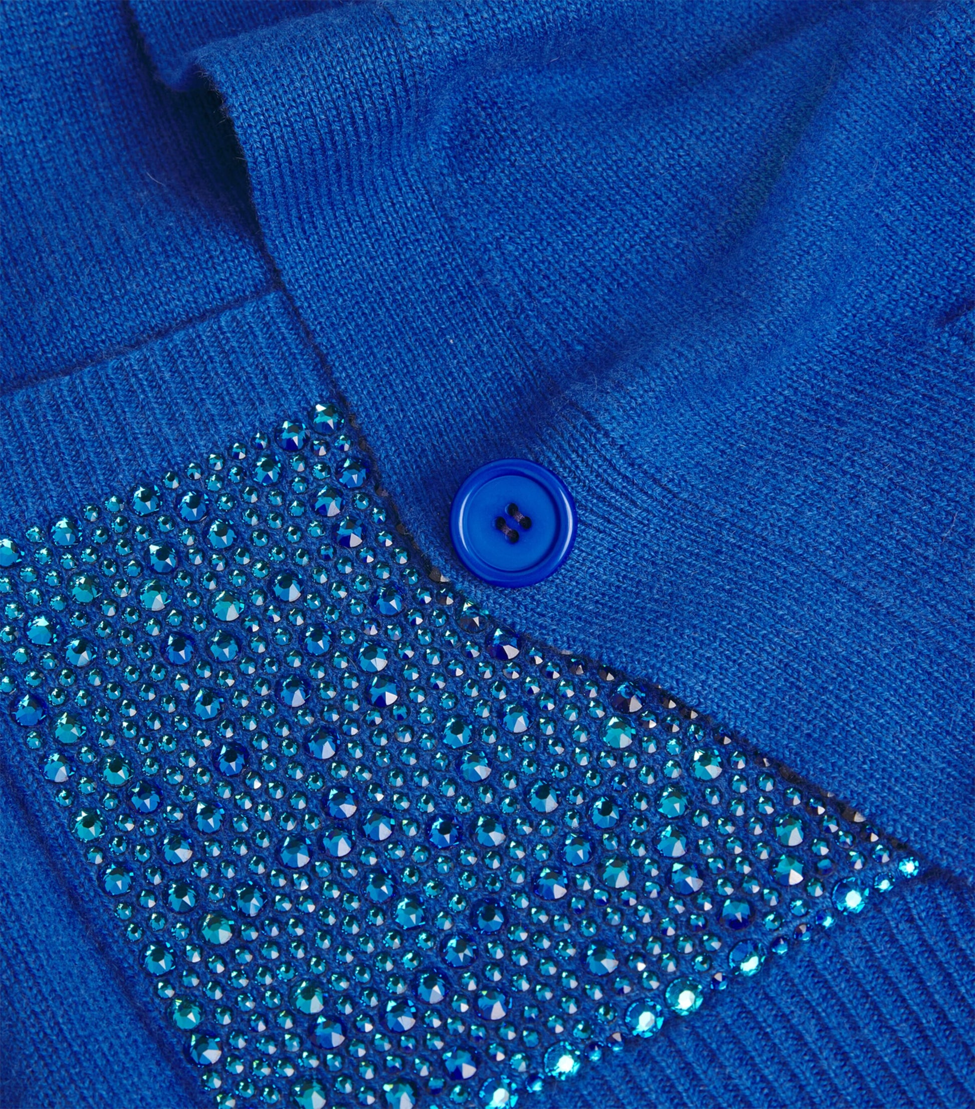 William Sharp Blue Cashmere Crystal-Embellished Cardigan