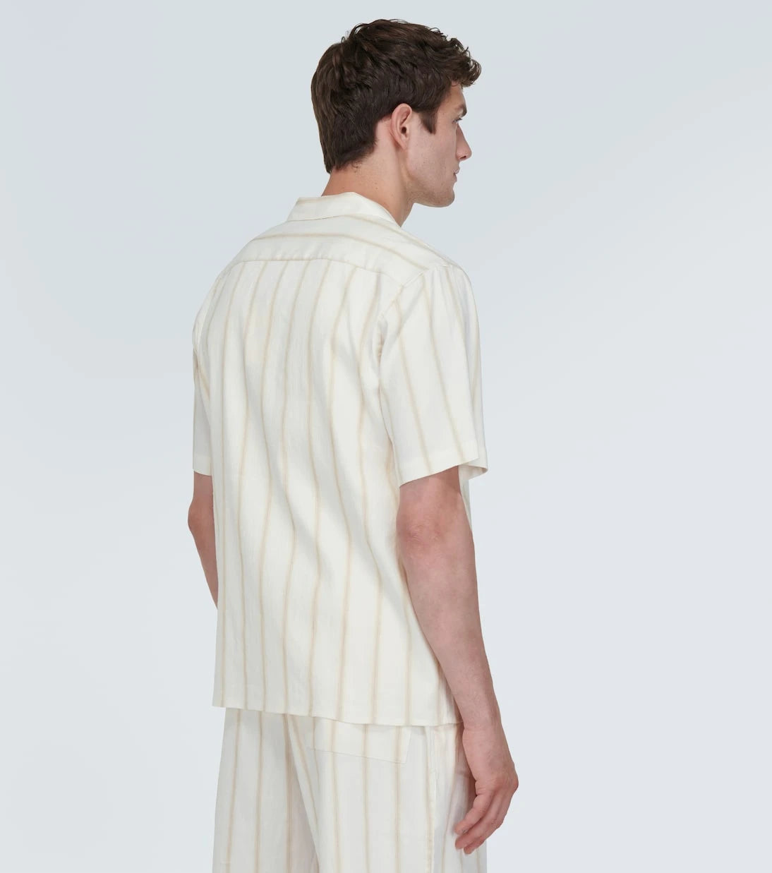 Commas - Striped linen-blend bowling shirt