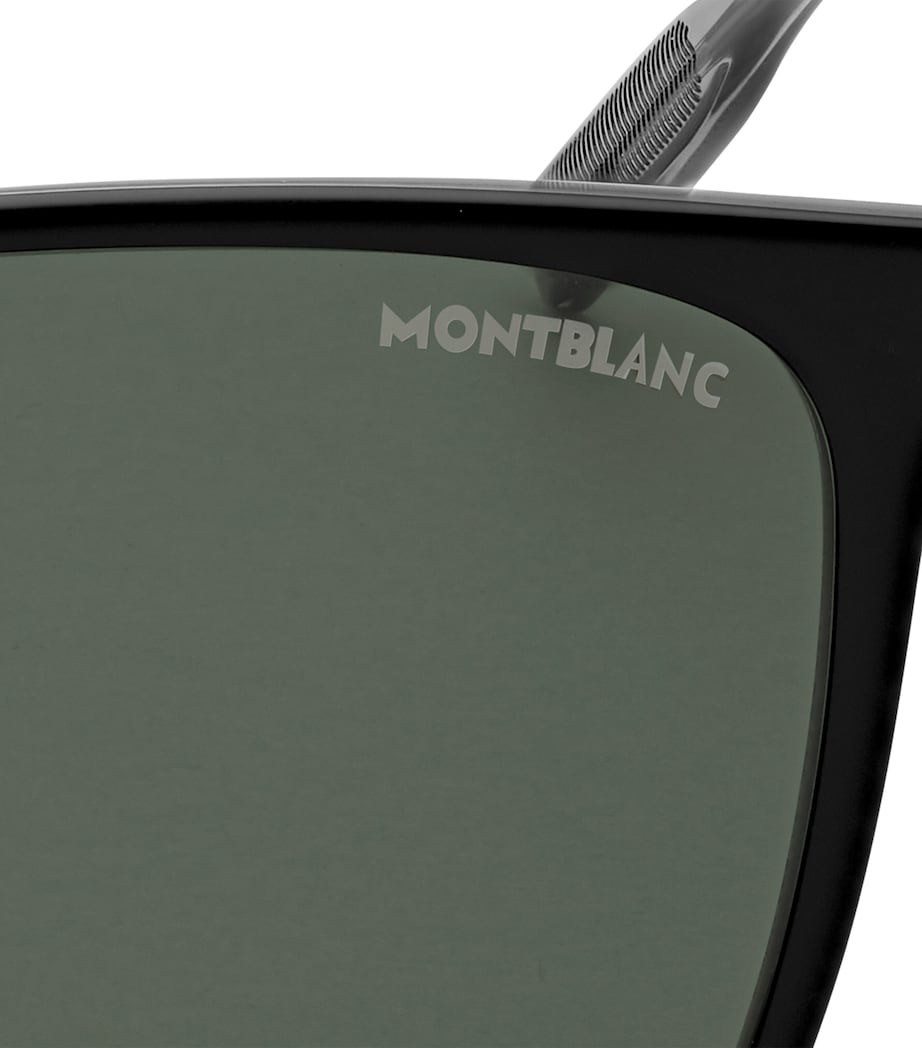 Montblanc Black Injected Rectangular Sunglasses
