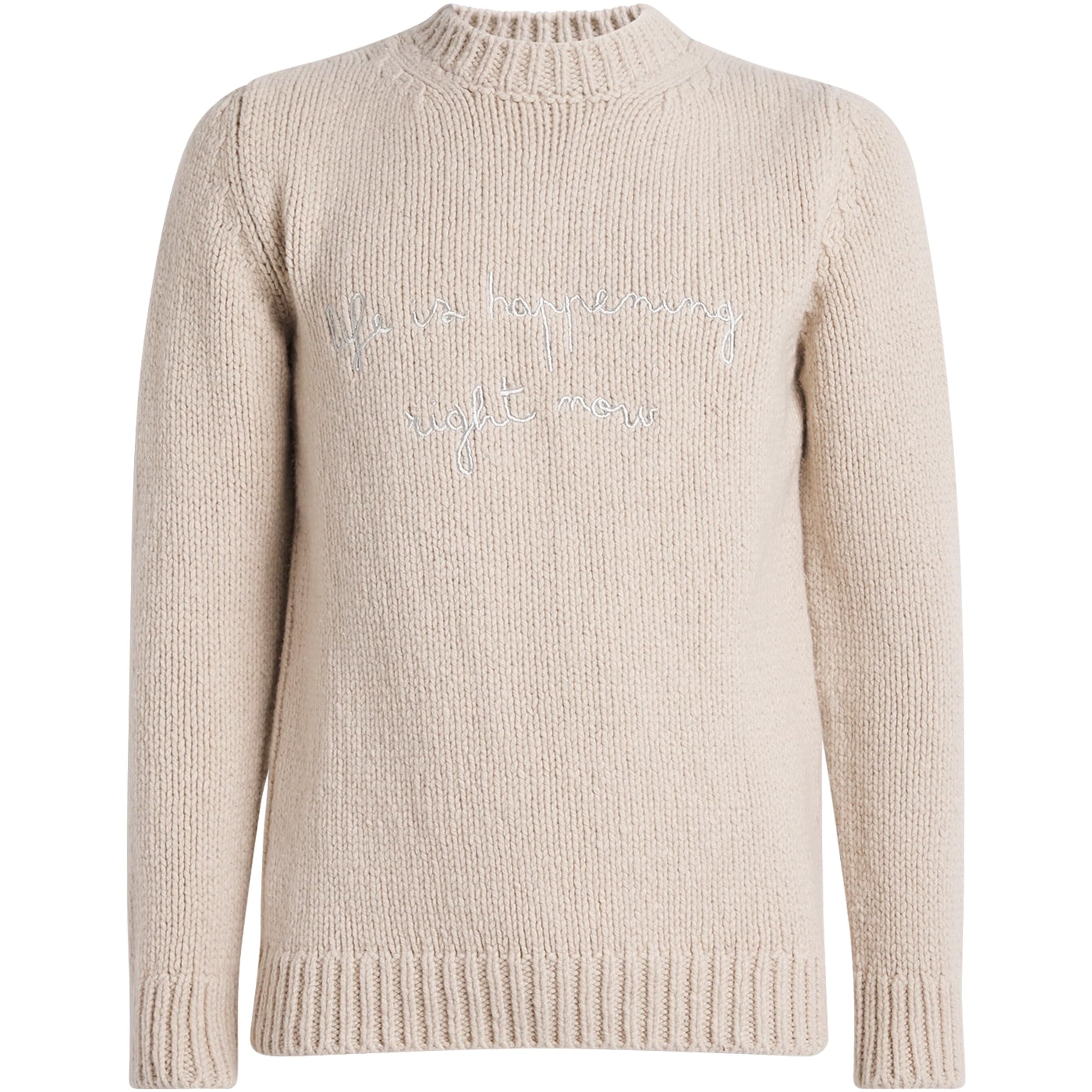 Eleventy Beige Wool Embroidered Sweater