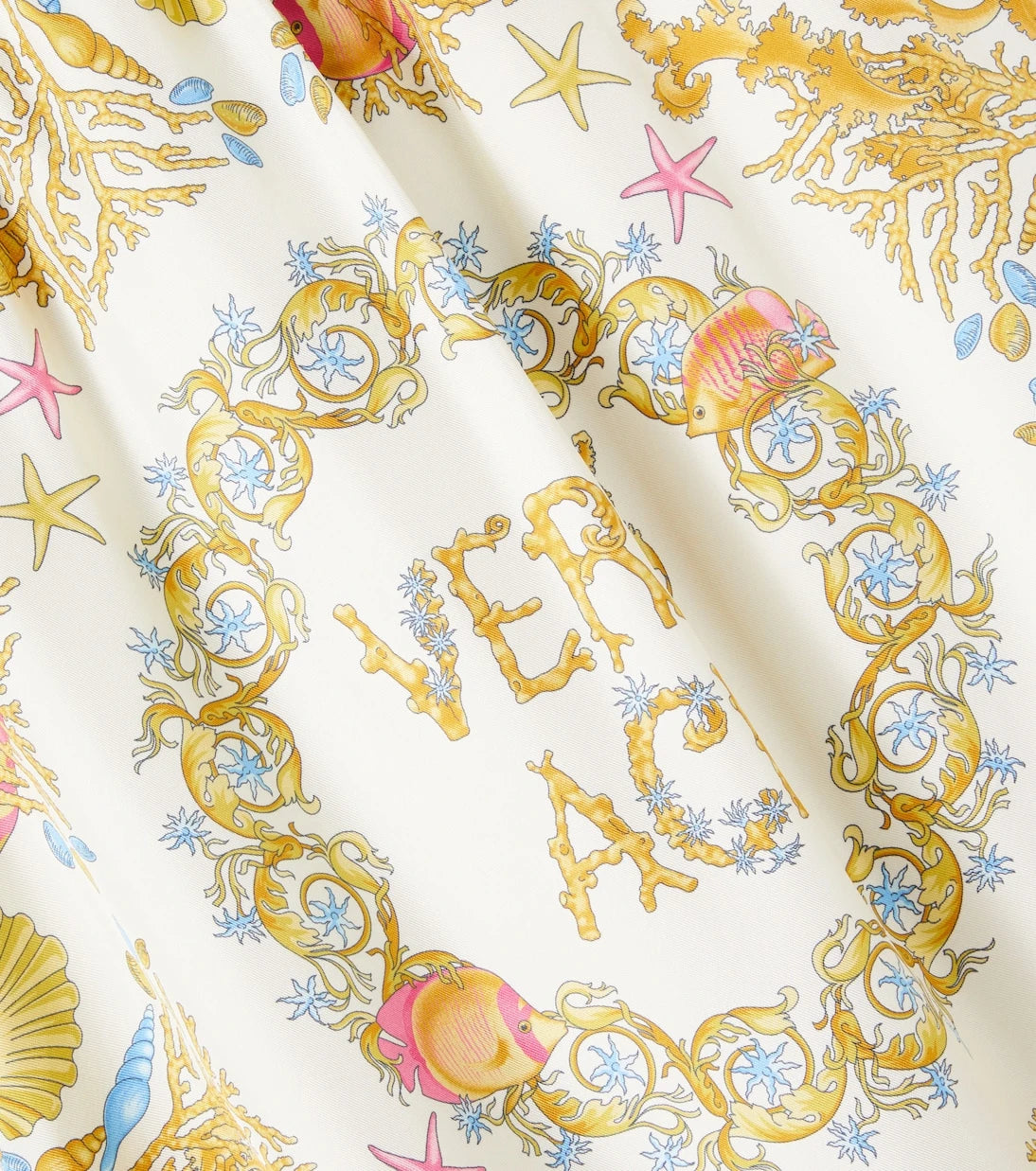 Versace Kids - Underwater Barocco ruffled silk dress