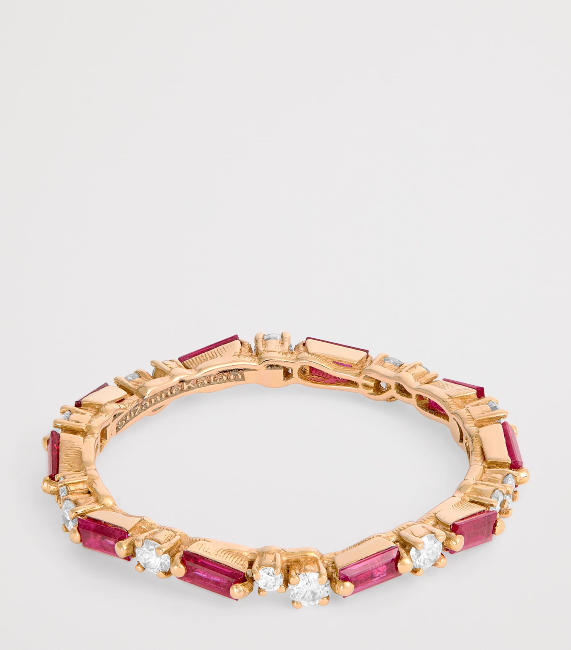 Rose Gold, Diamond and Ruby Thin Mix Eternity Ring