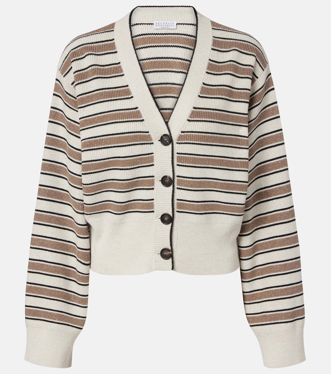 Brunello Cucinelli - Striped cotton-blend cardigan