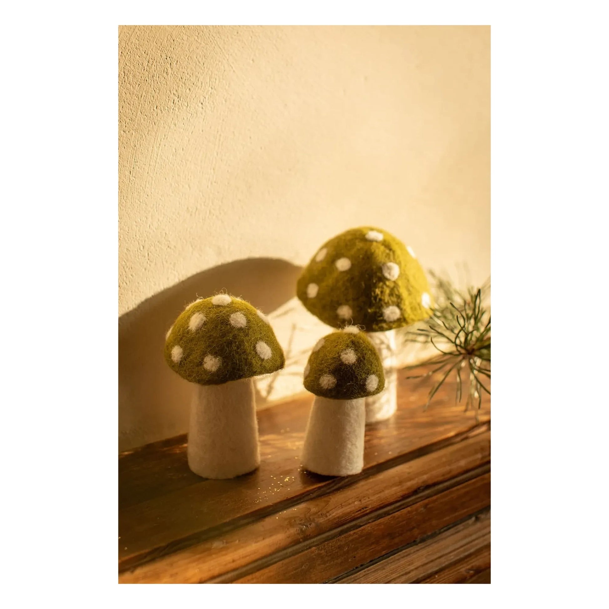 Muskhane - Dotty felt mushrooms - Set of 3 | Green