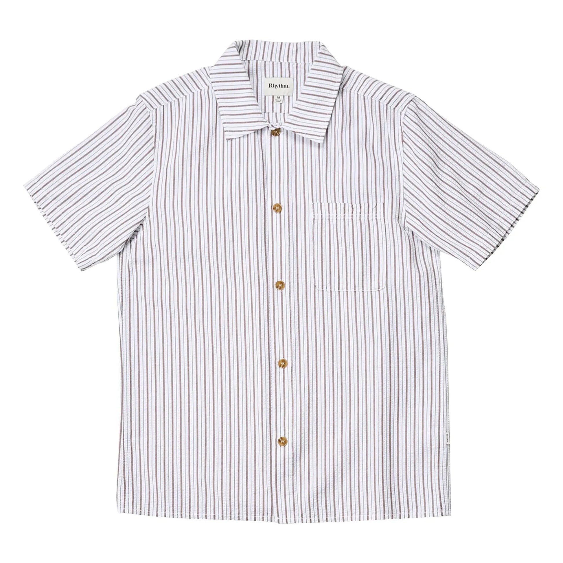 Rhythm - Striped Short Sleeve Shirt | Light grey