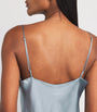 Blue Silk Lace-Trim Cami