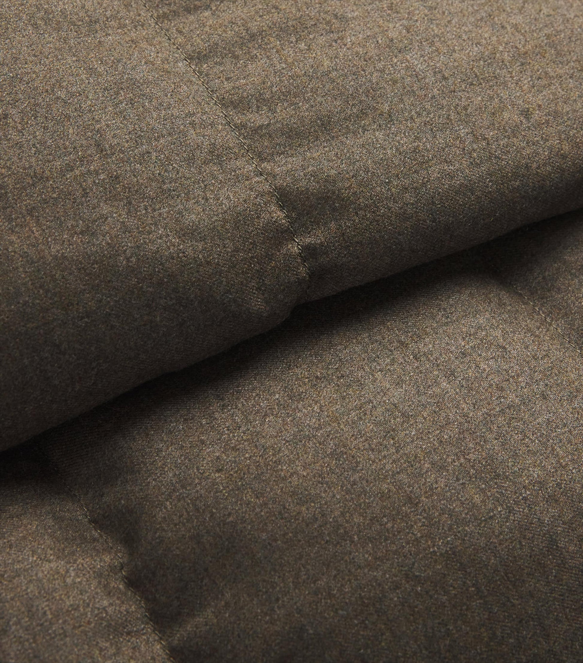 Brown Wool-Silk Green Storm System Mink-Trim Puffer Jacket