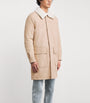 Eleventy Beige Nubuck Leather Shearling-Collar Parka