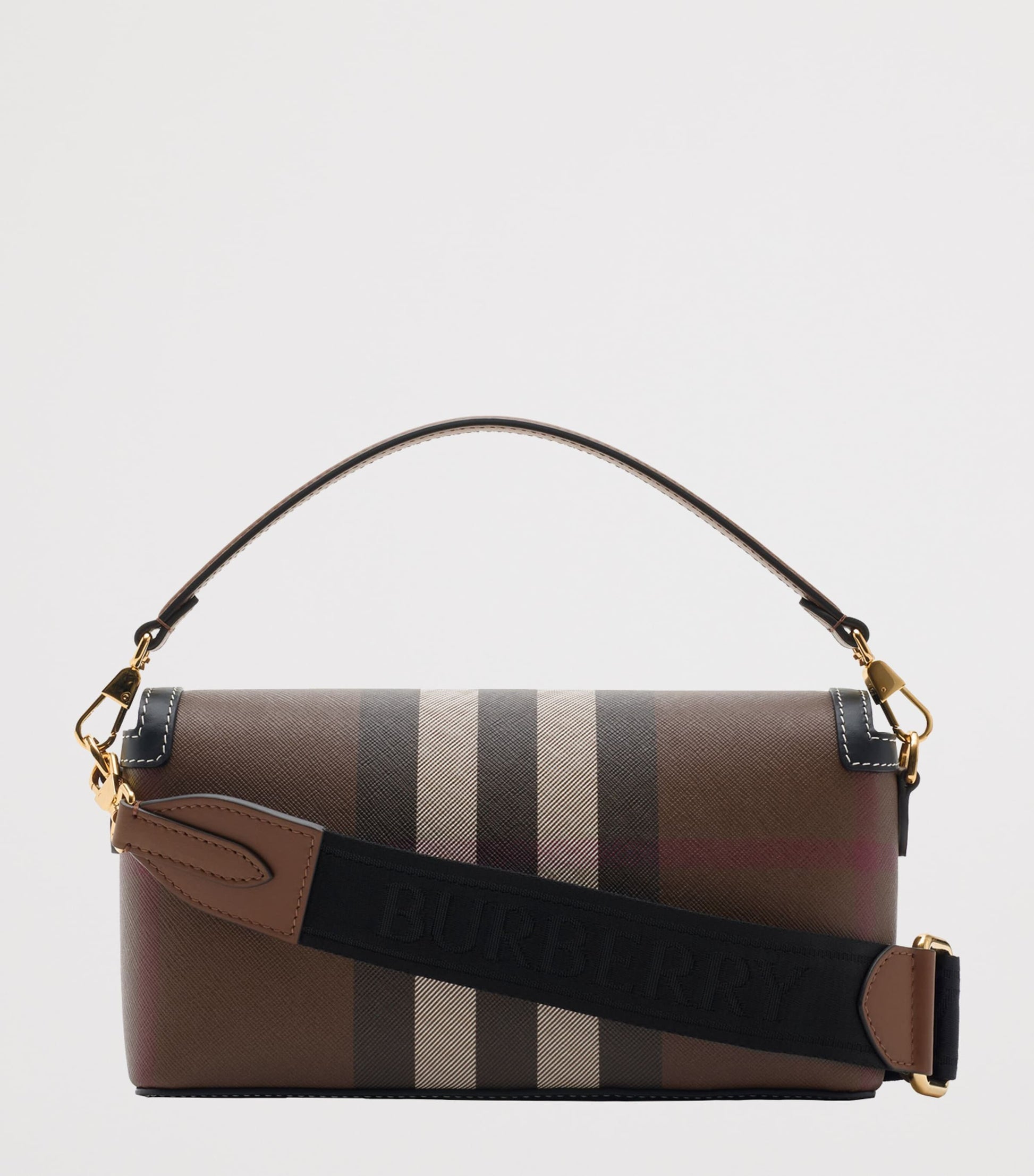 Brown Check Top-Handle Bag