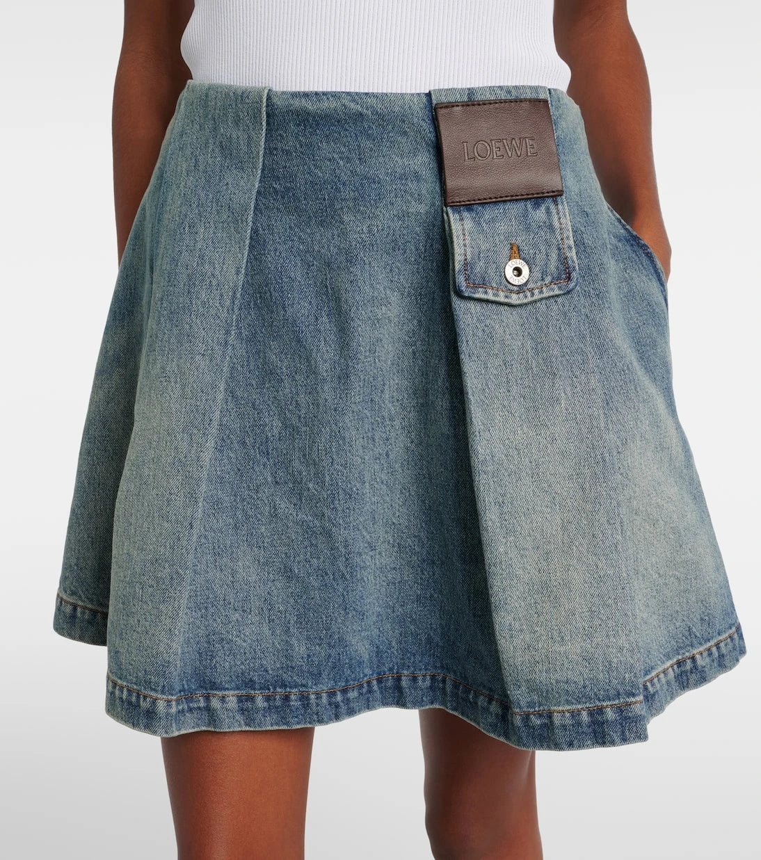 Loewe - Pleated denim miniskirt
