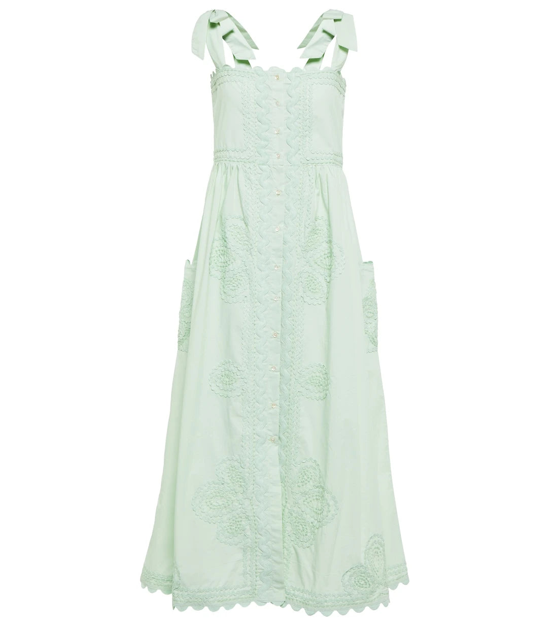 Juliet Dunn - Self-tie cotton poplin midi dress