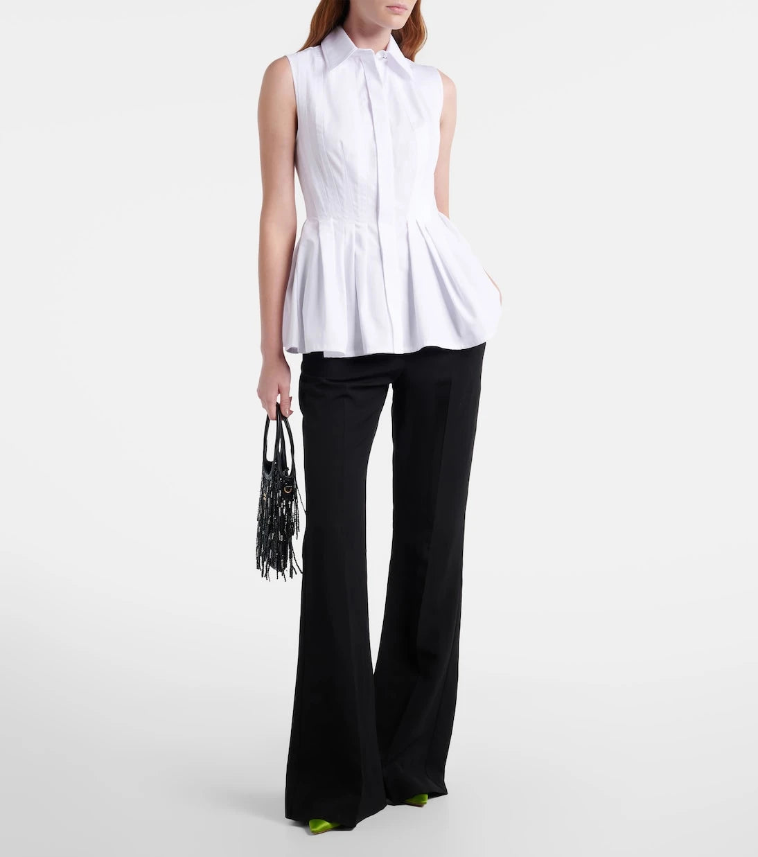 Sportmax - Certosa peplum cotton poplin shirt