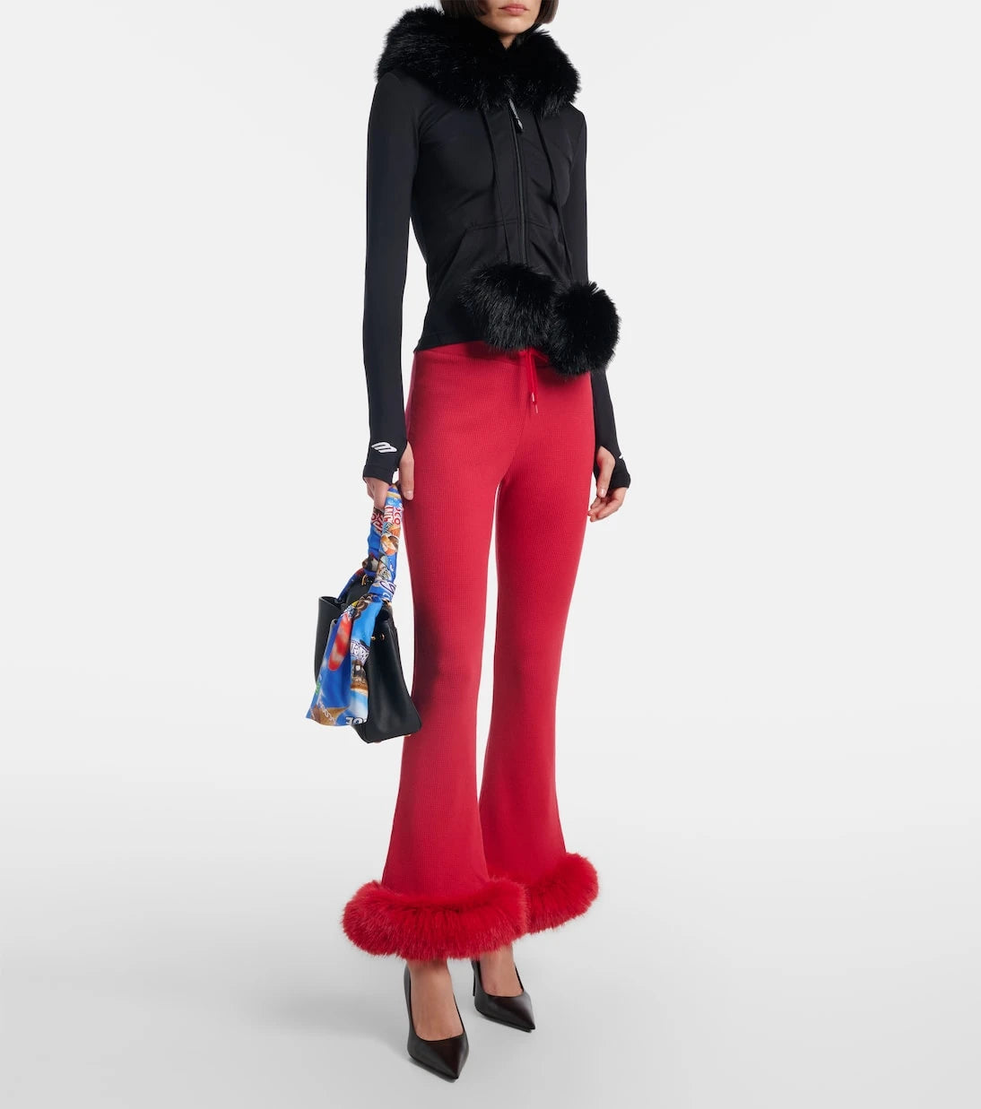 Balenciaga - بنطال كابري قطني بقصة منخفضة الخصر