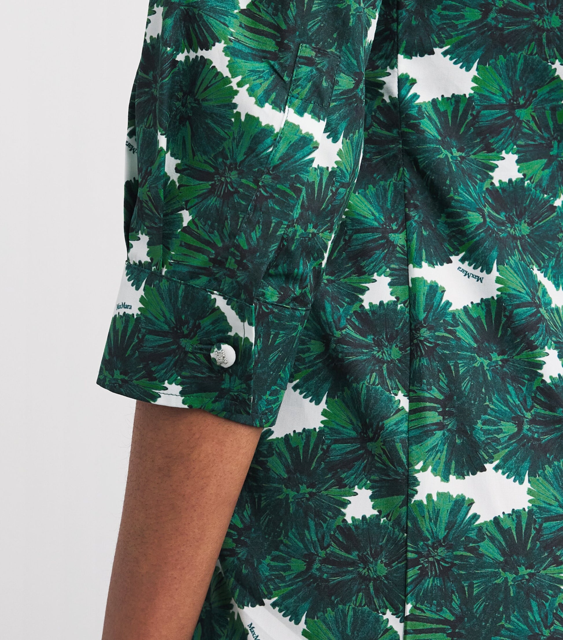 Max Mara Beige Cotton Poplin Print Shirt Dress