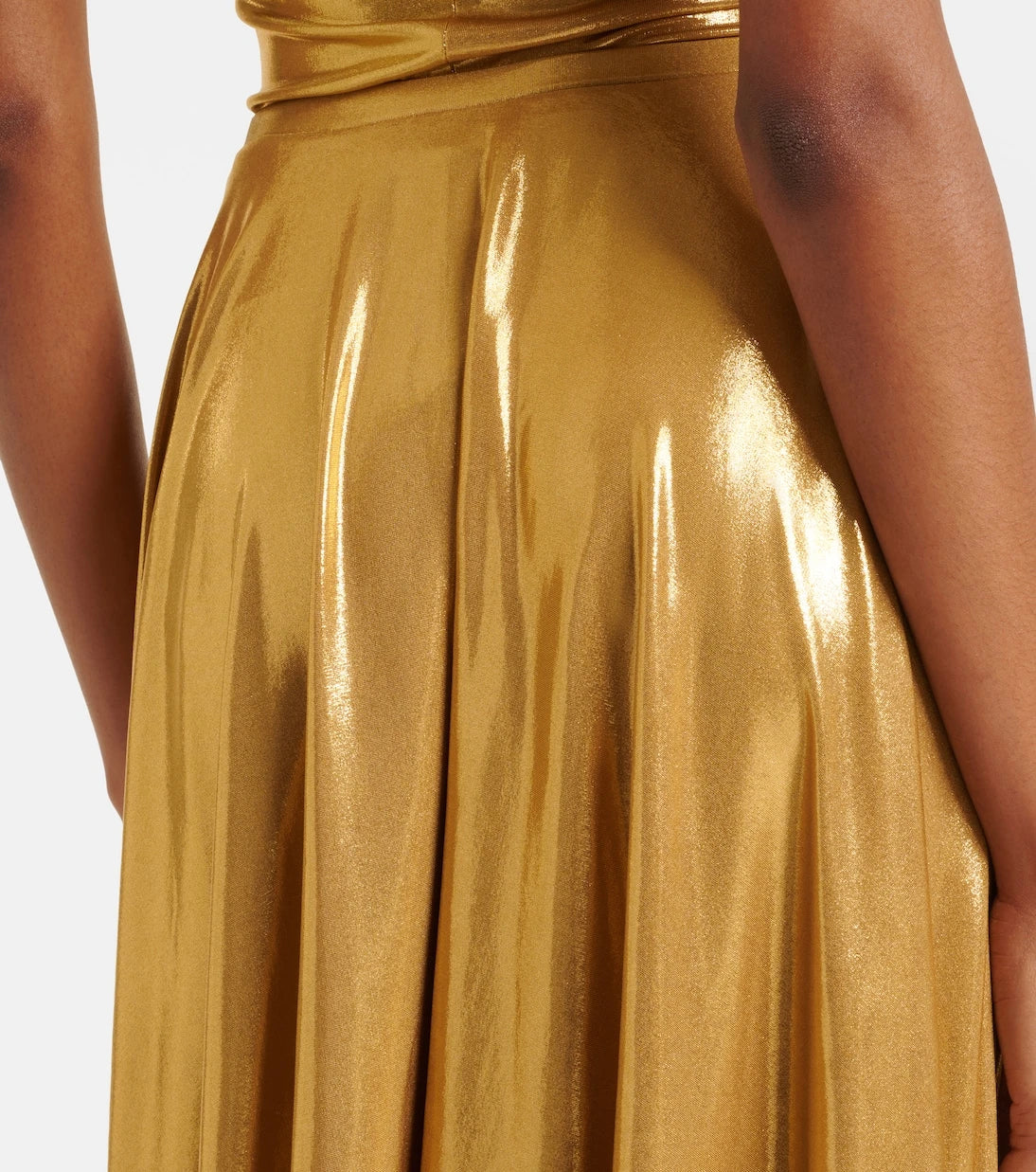 Norma Kamali - Pleated metallic midi skirt