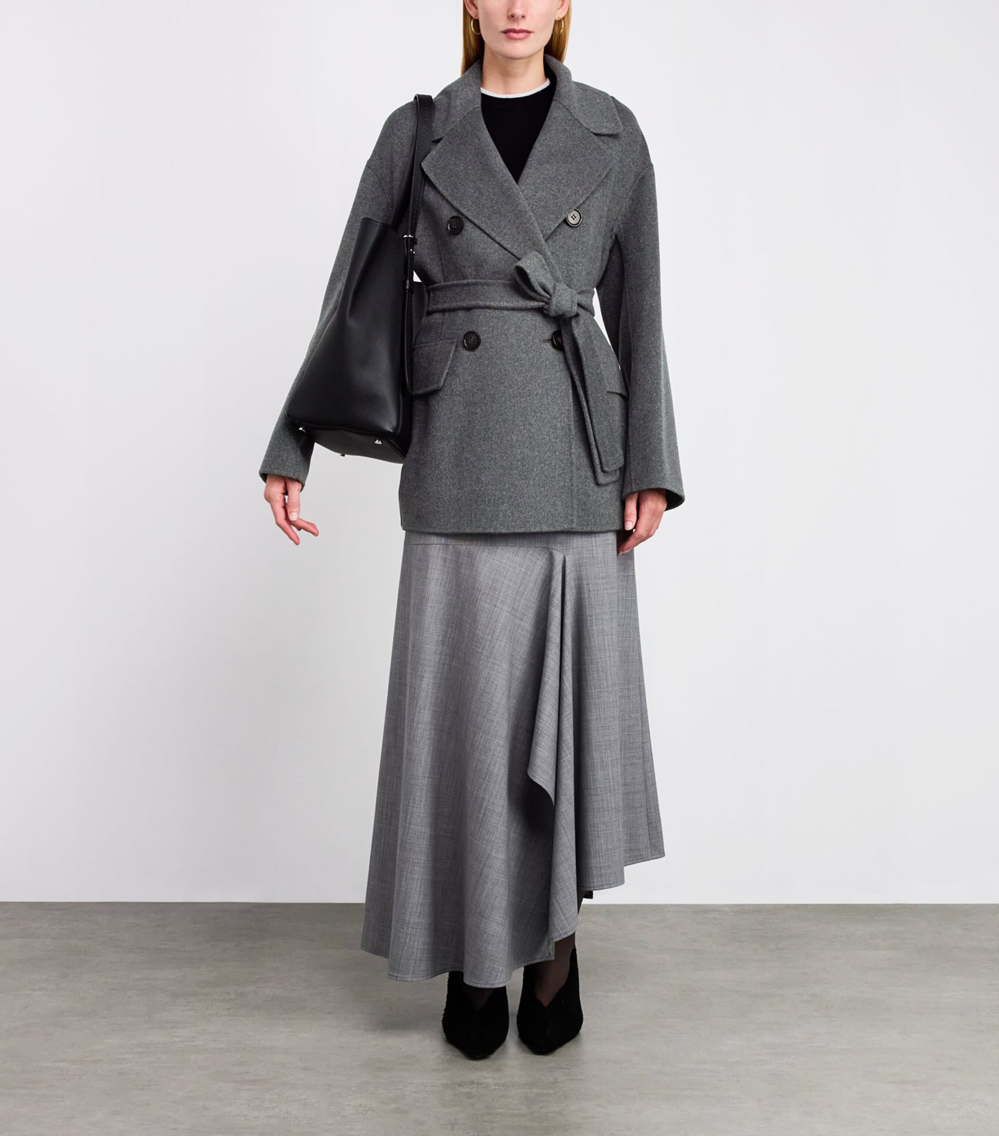 Max Mara Grey Camel Hair Belted Coat