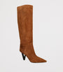 Versace Brown Leather V-Heel Knee-High Boots 85
