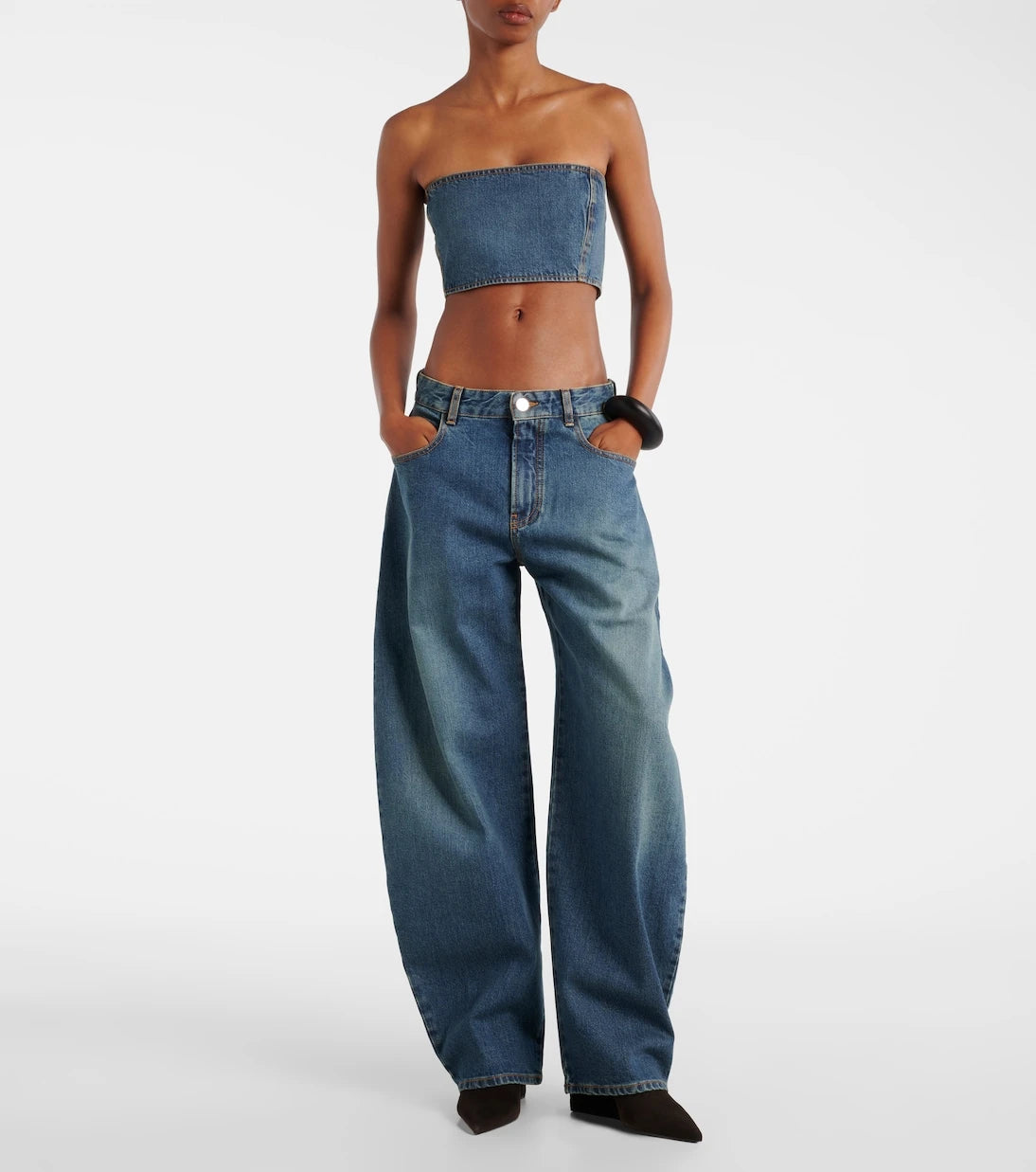 Alaïa - Denim crop top