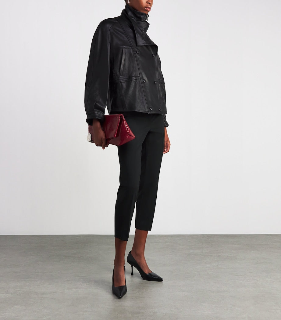 Theory Black Good Wool Cropped Treeca Trousers