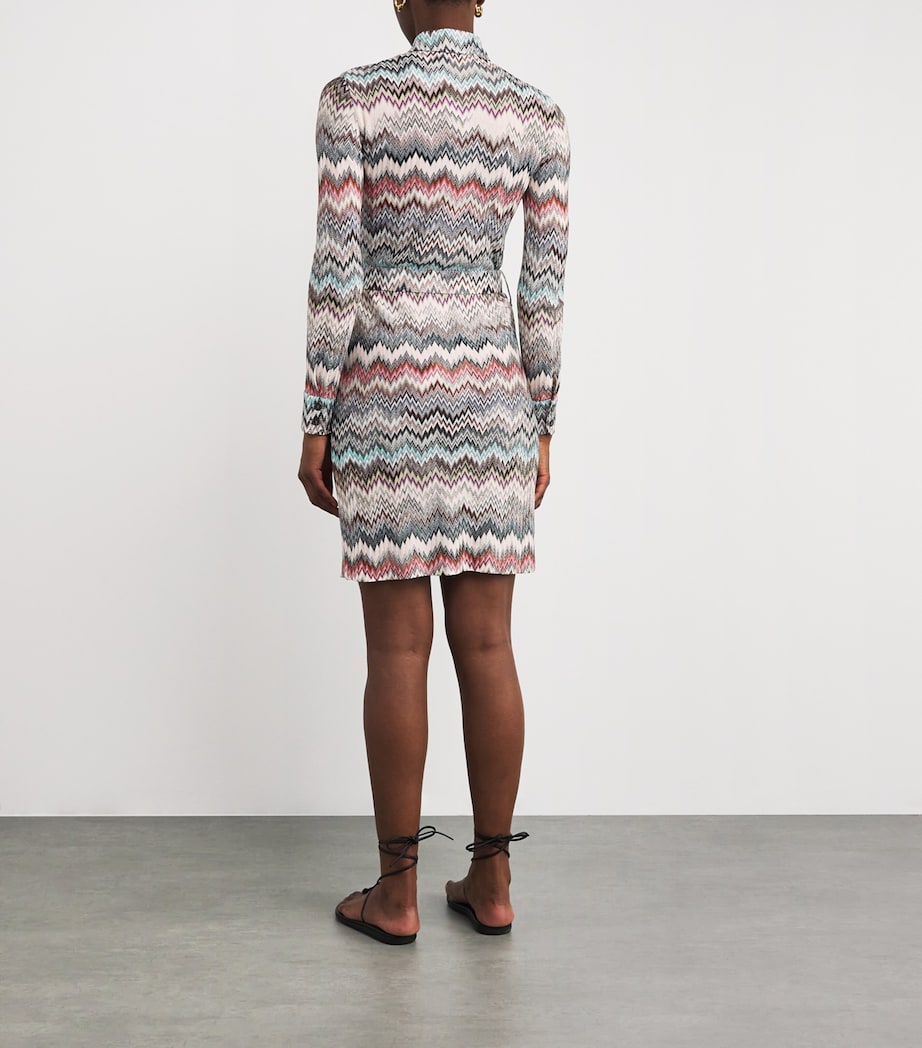 Multi Knitted Zigzag Shirt Midi Dress