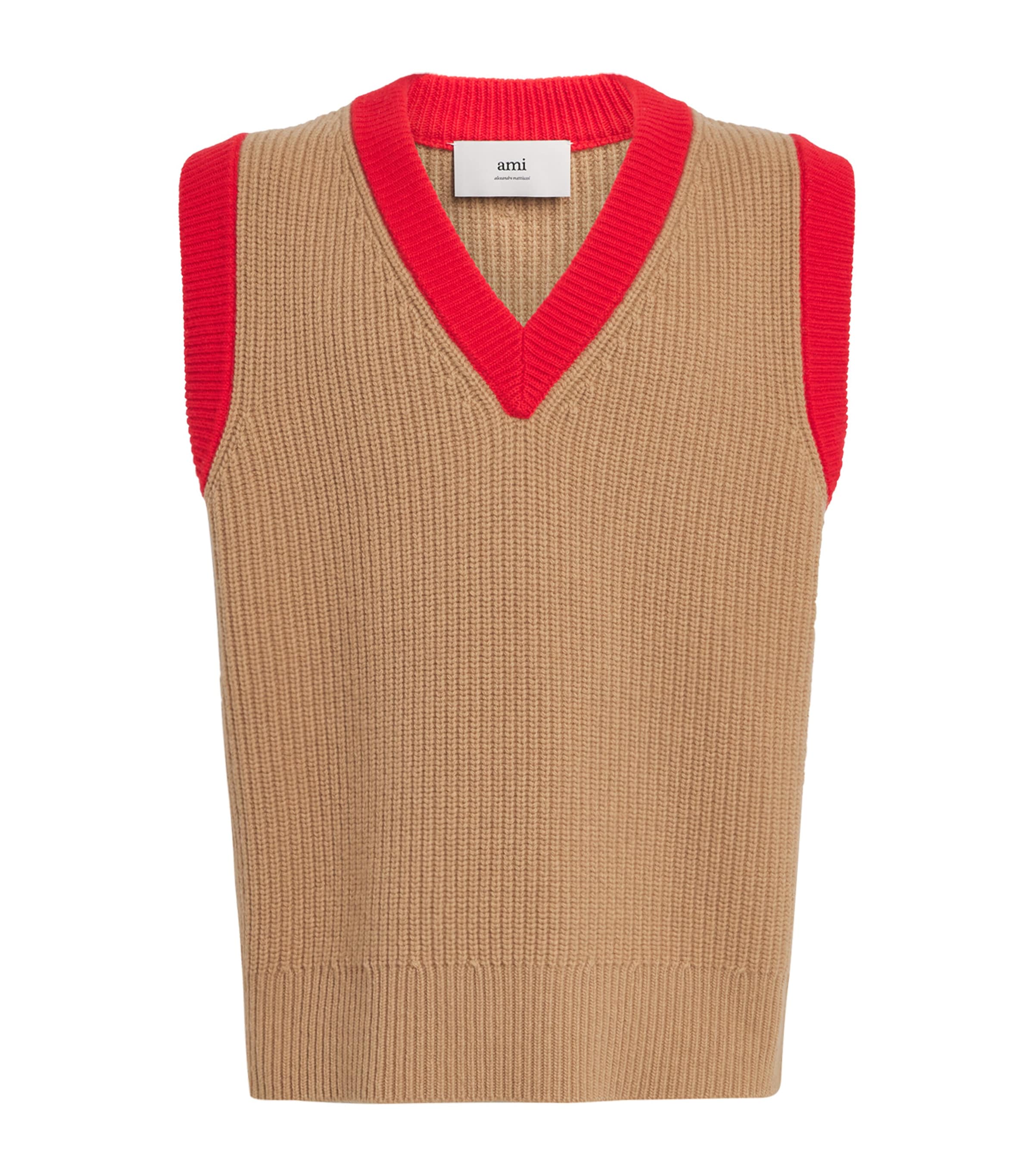 Beige Wool Ami de Coeur Sweater Vest