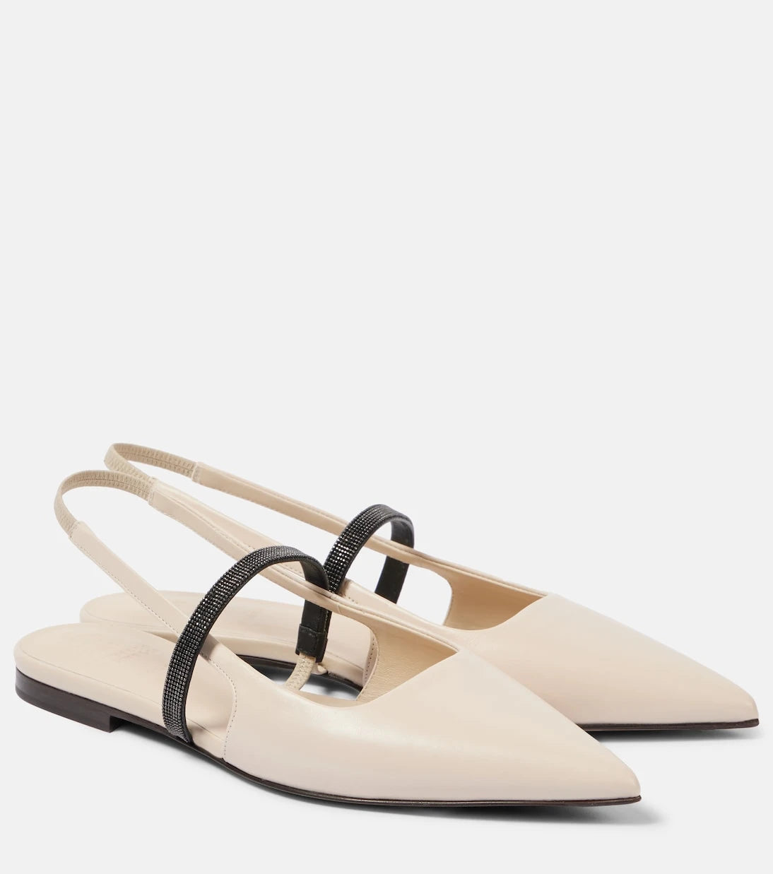 Brunello Cucinelli - Pointy leather slingback pumps