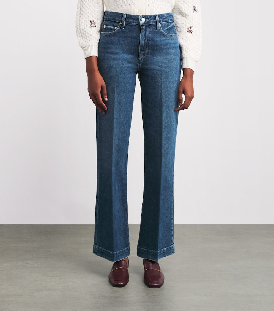 PAIGE Navy Leenah Wide-Leg Jeans
