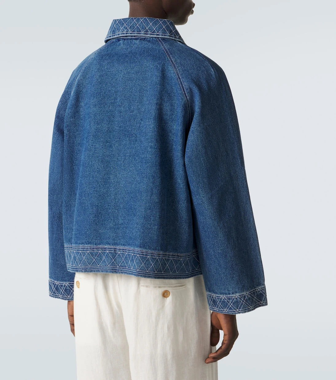 Bode - Embroidered wool and cotton denim jacket