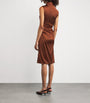 Max Mara Brown Satin Ruched Dress