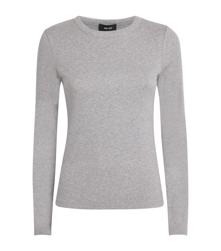 ME+EM Grey Stretch-Cotton Ribbed Ultimate T-Shirt