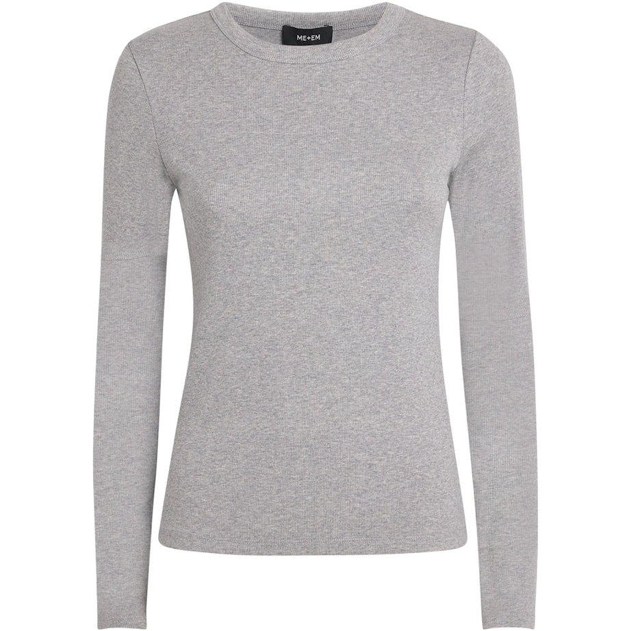 ME+EM Grey Stretch-Cotton Ribbed Ultimate T-Shirt