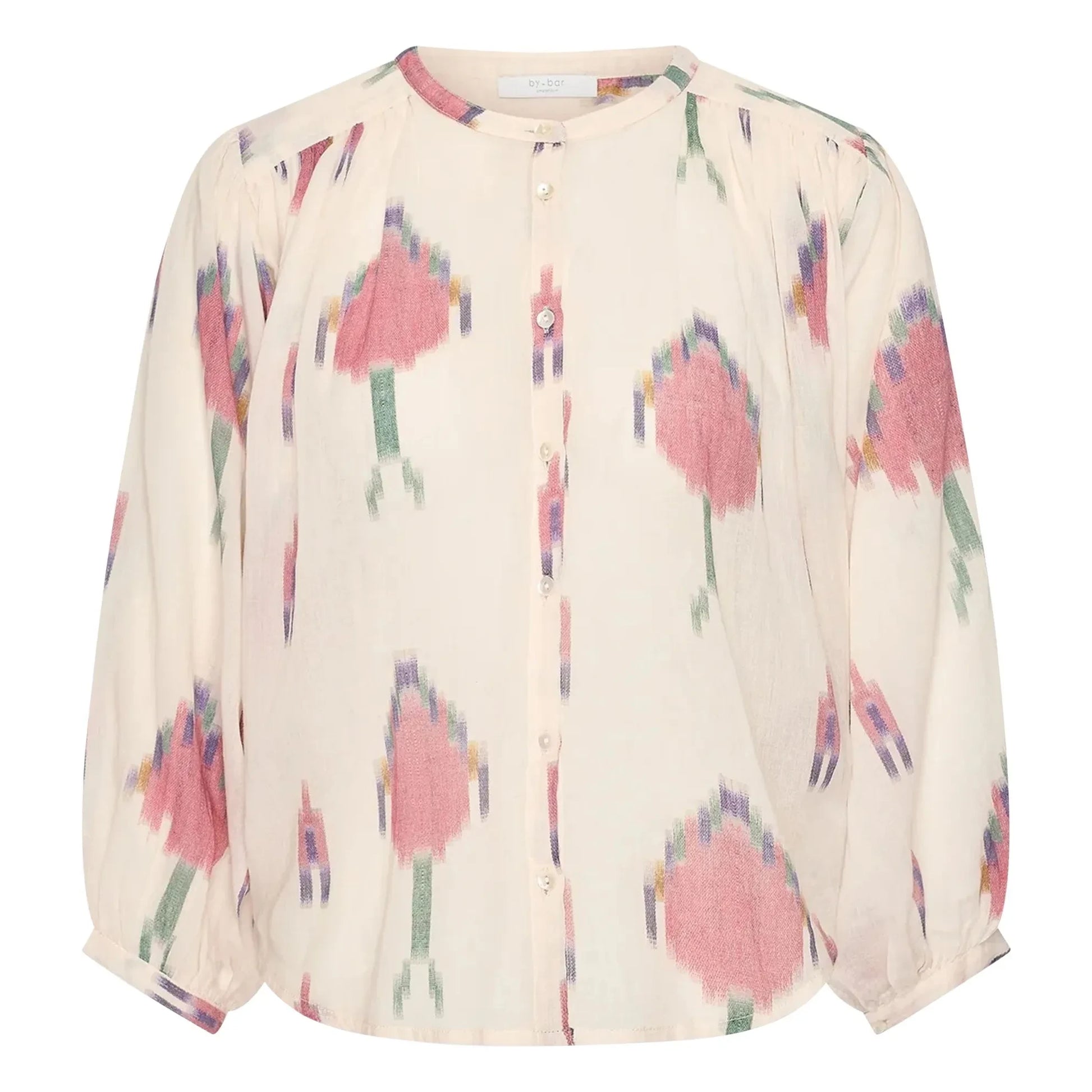 By Bar - Becky Ikat Organic Cotton Blouse | White