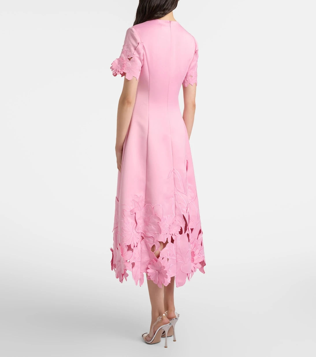 Leo Lin - Floral-appliqué embroidered cocktail dress