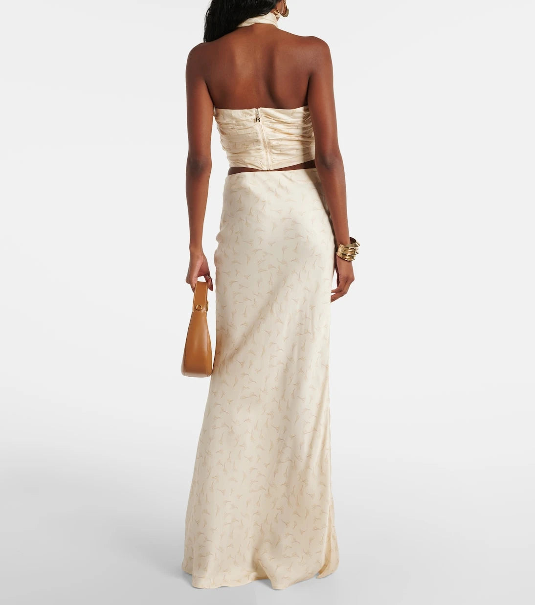 Rotate - Printed satin maxi skirt