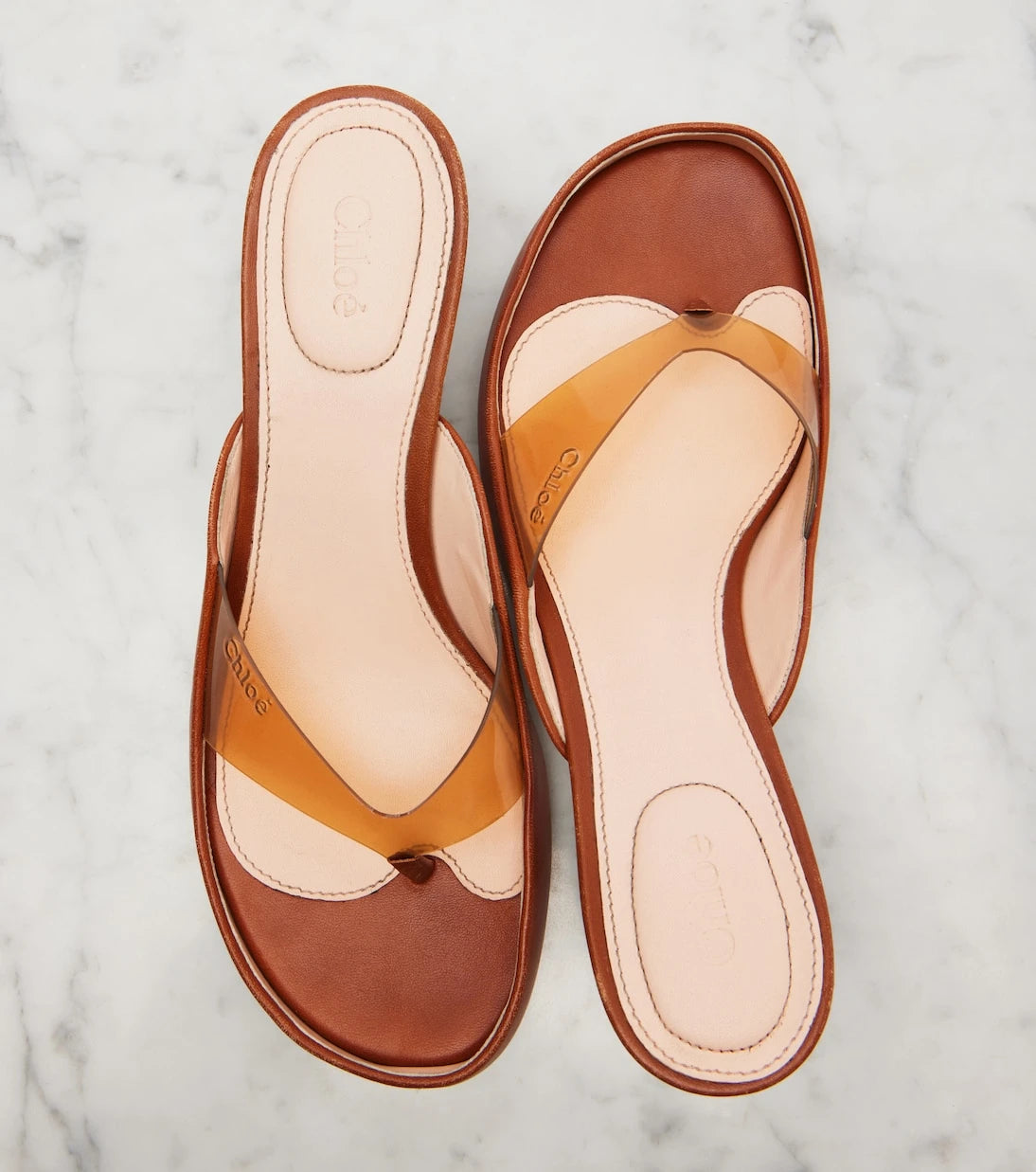 Chloé - Junie leather and TPU thong sandals