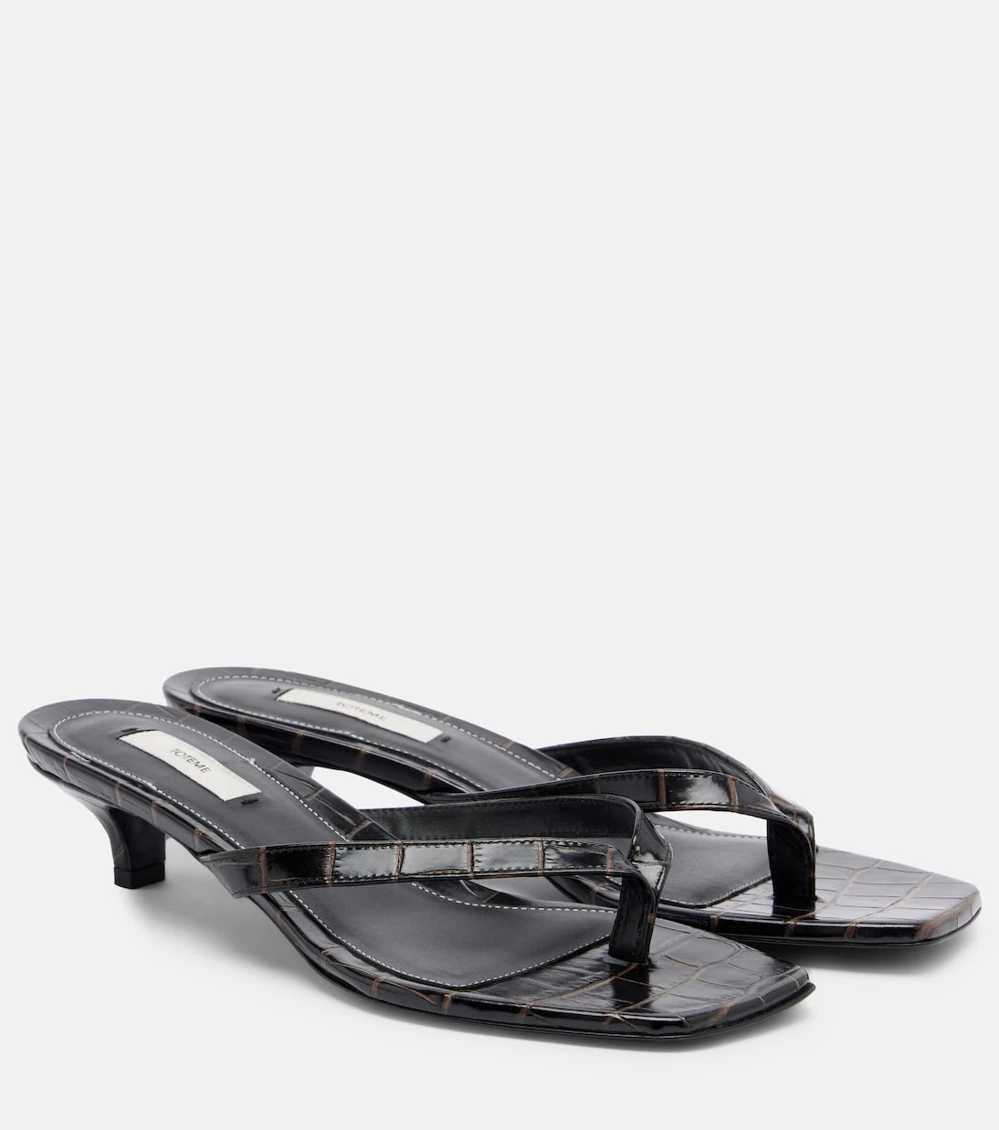 Toteme - Croc-effect leather thong sandals