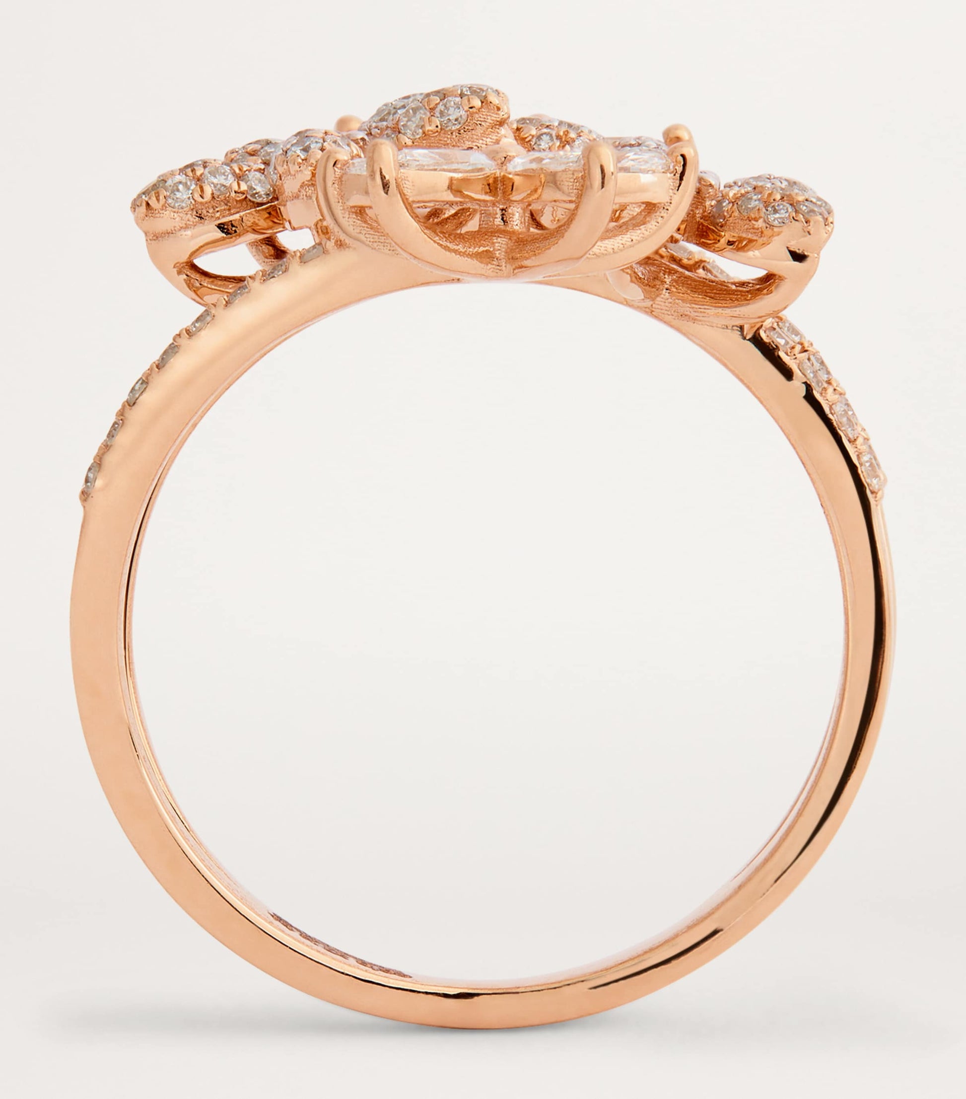 Bee Goddess Rose Gold and Diamond Apple Seed Ring (Size 16.5)